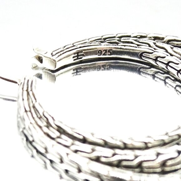 JOHN HARDY Sterling Silver Chain Collection Medium Hoop Earrings - Picture 9 of 11